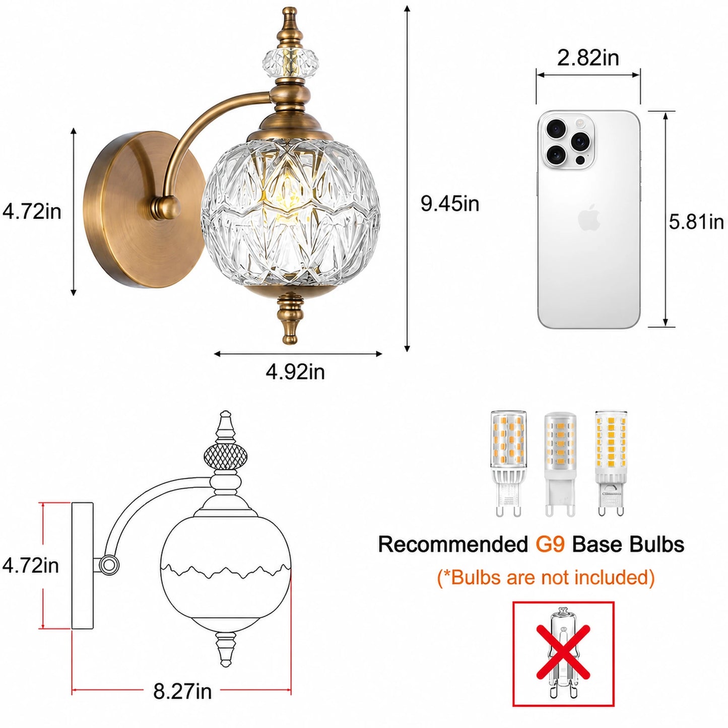 Trefoil Clear Glass Bathroom Vanity Light