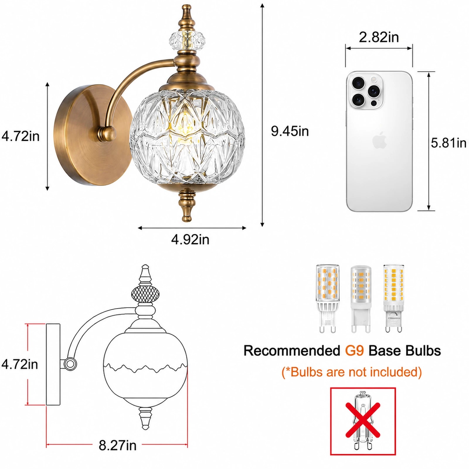 Trefoil Clear Glass Bathroom Vanity Light