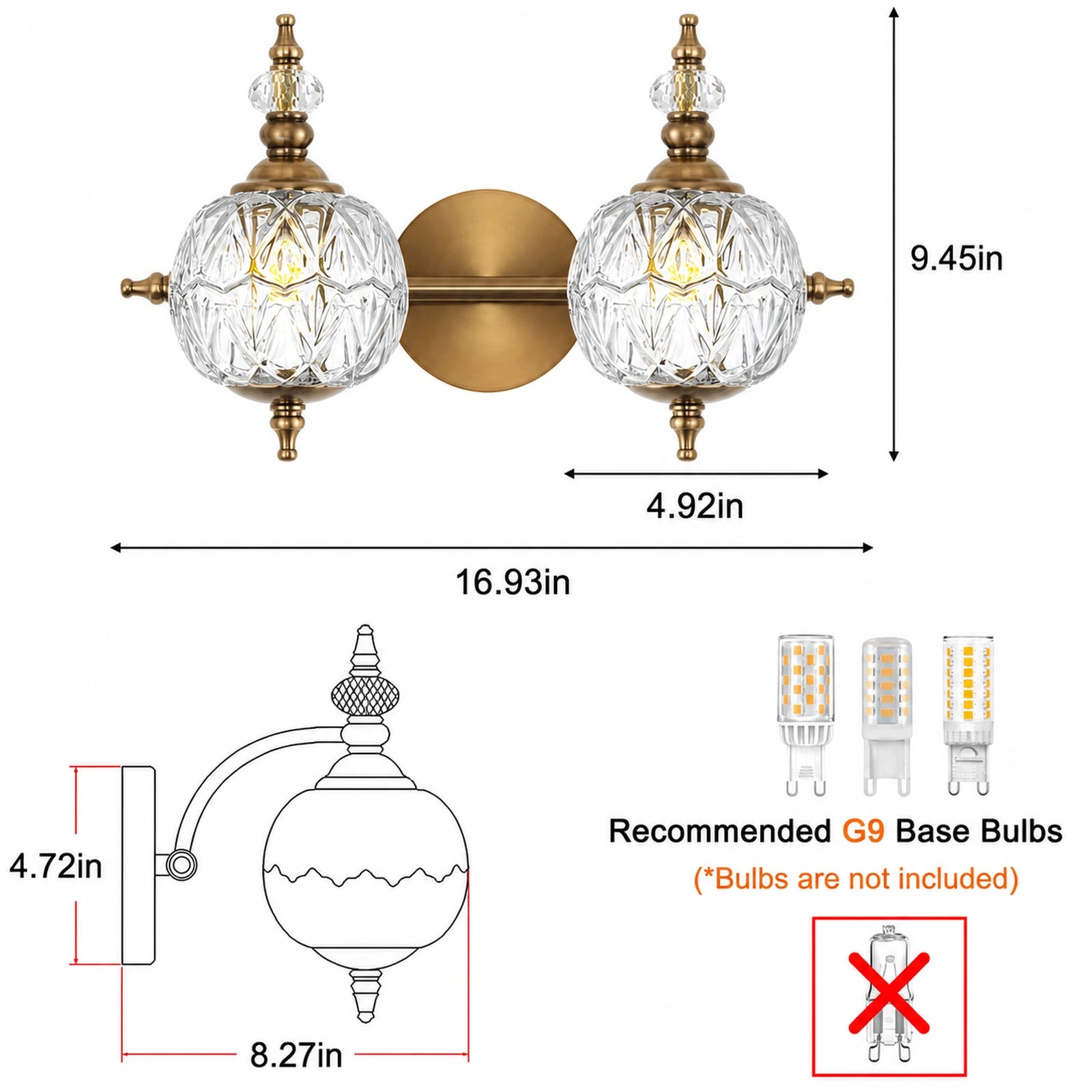 Trefoil Clear Glass Bathroom Vanity Light