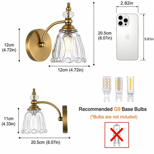 Vintage Petal Clear Glass Bathroom Vanity Light