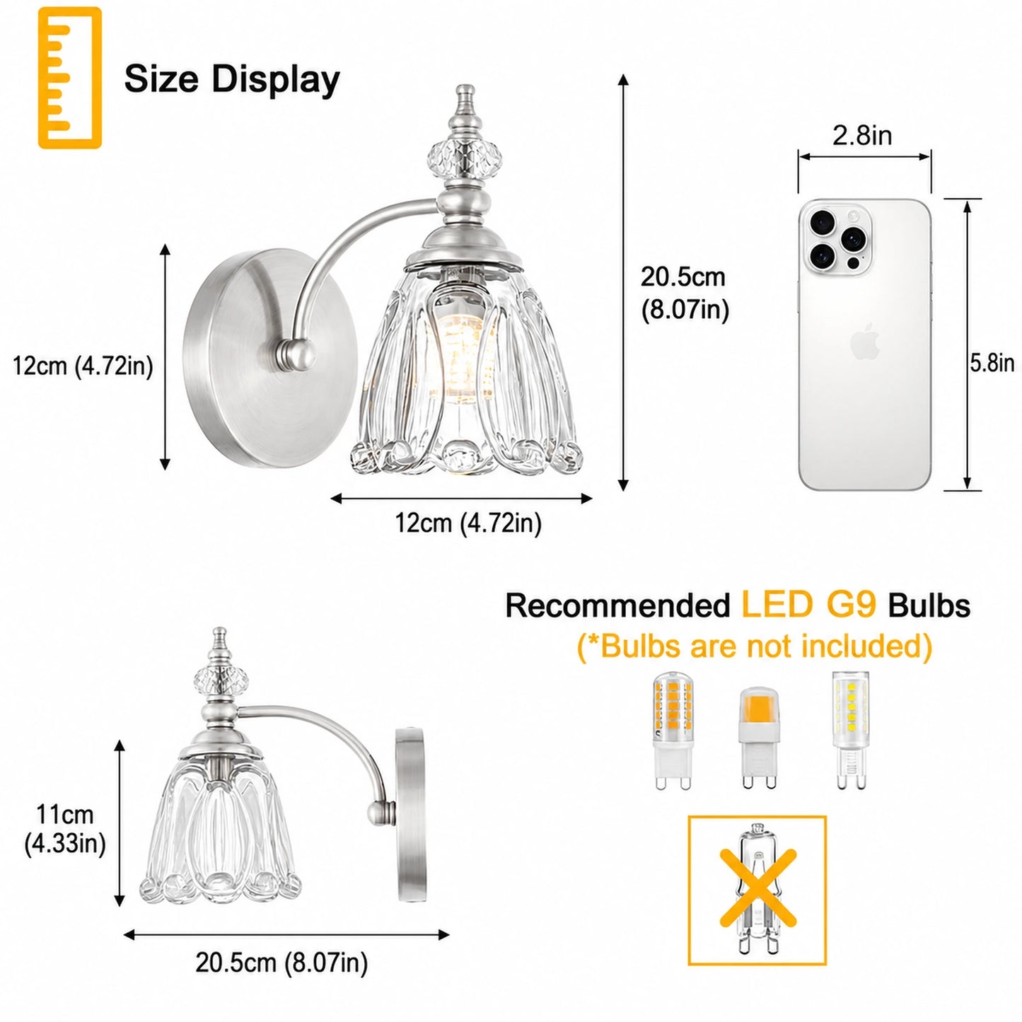 Vintage Petal Clear Glass Bathroom Vanity Light