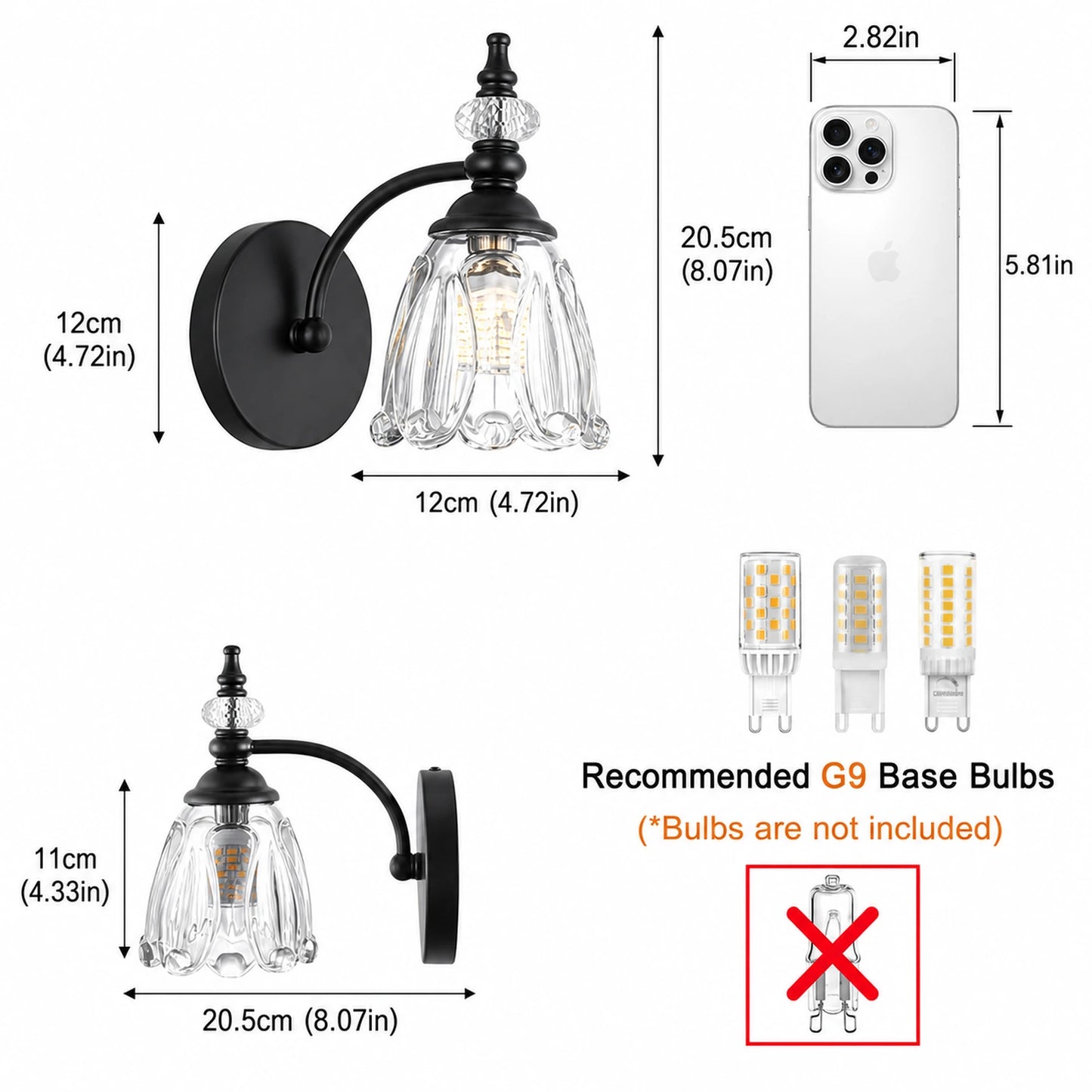 Vintage Petal Clear Glass Bathroom Vanity Light
