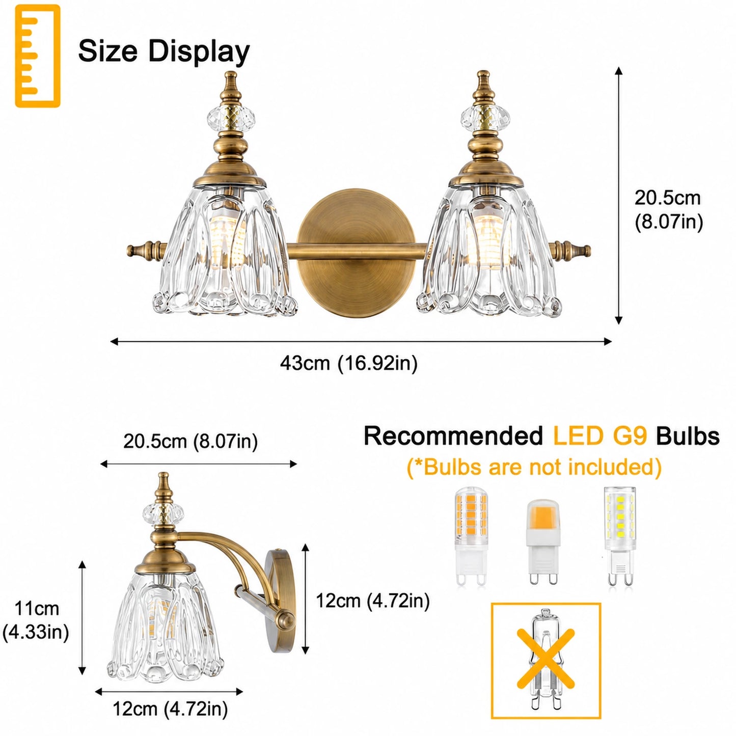 Vintage Petal Clear Glass Bathroom Vanity Light