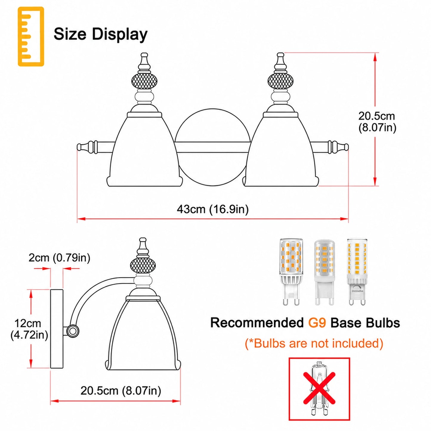 Vintage Petal Clear Glass Bathroom Vanity Light