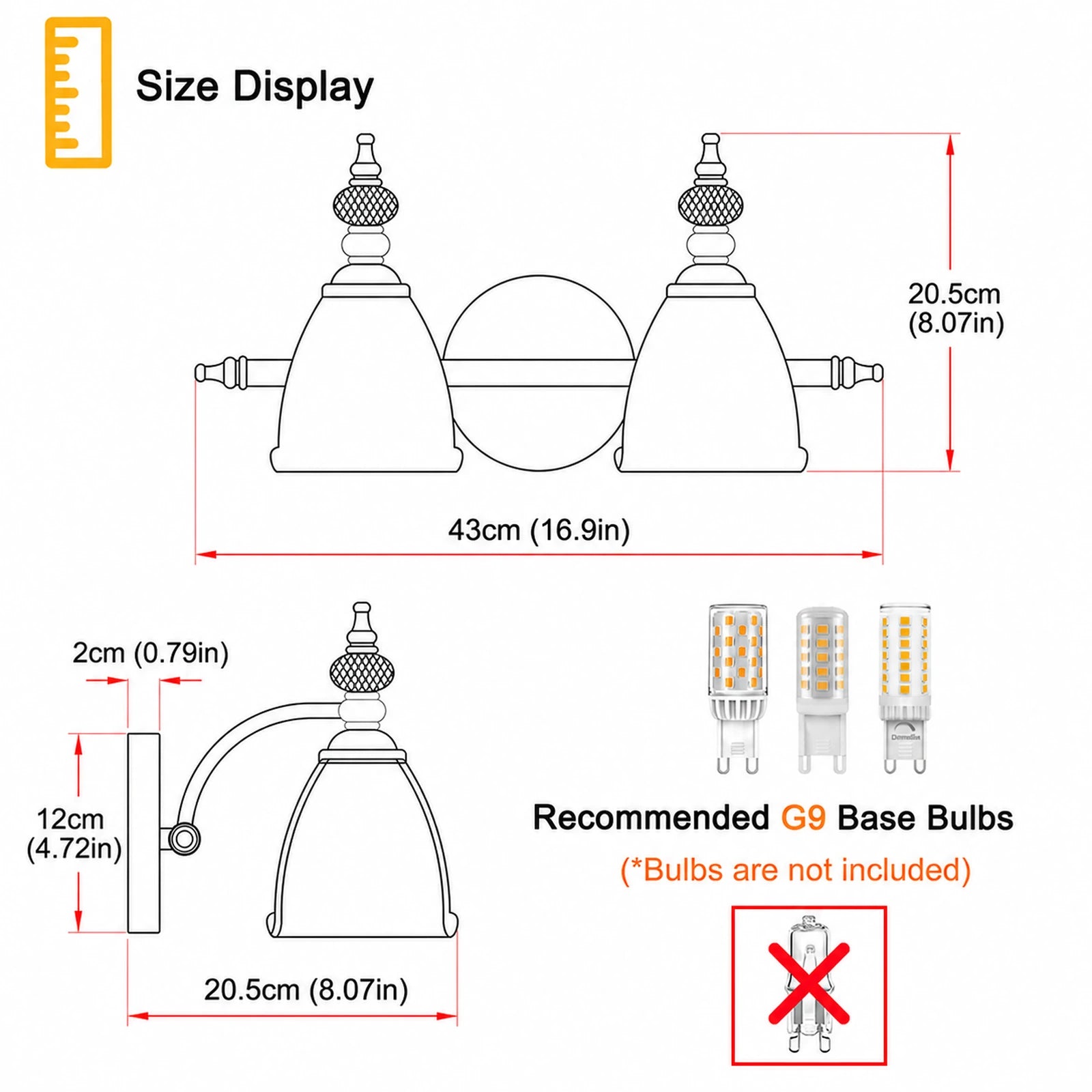 Vintage Petal Clear Glass Bathroom Vanity Light