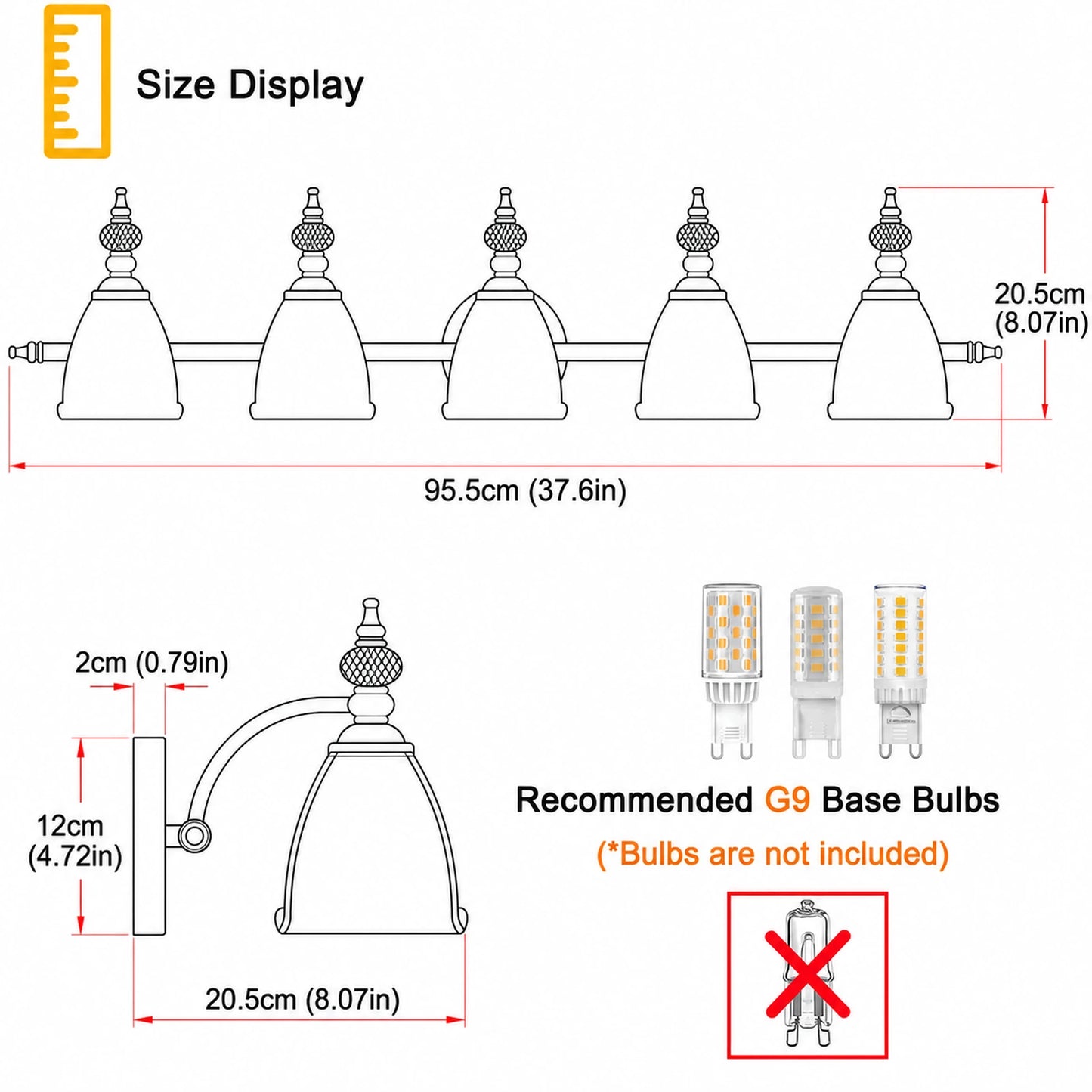 Vintage Petal Clear Glass Bathroom Vanity Light