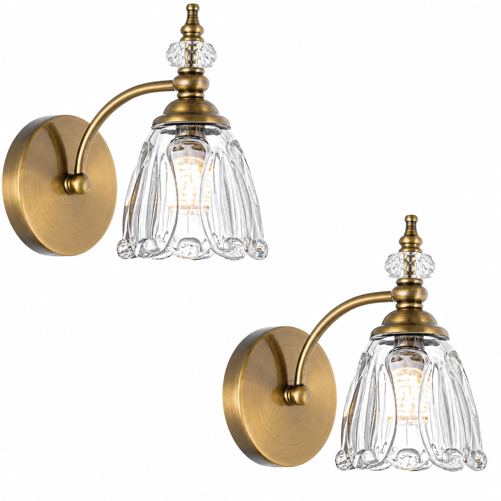 Vintage Petal Clear Glass Bathroom Vanity Light
