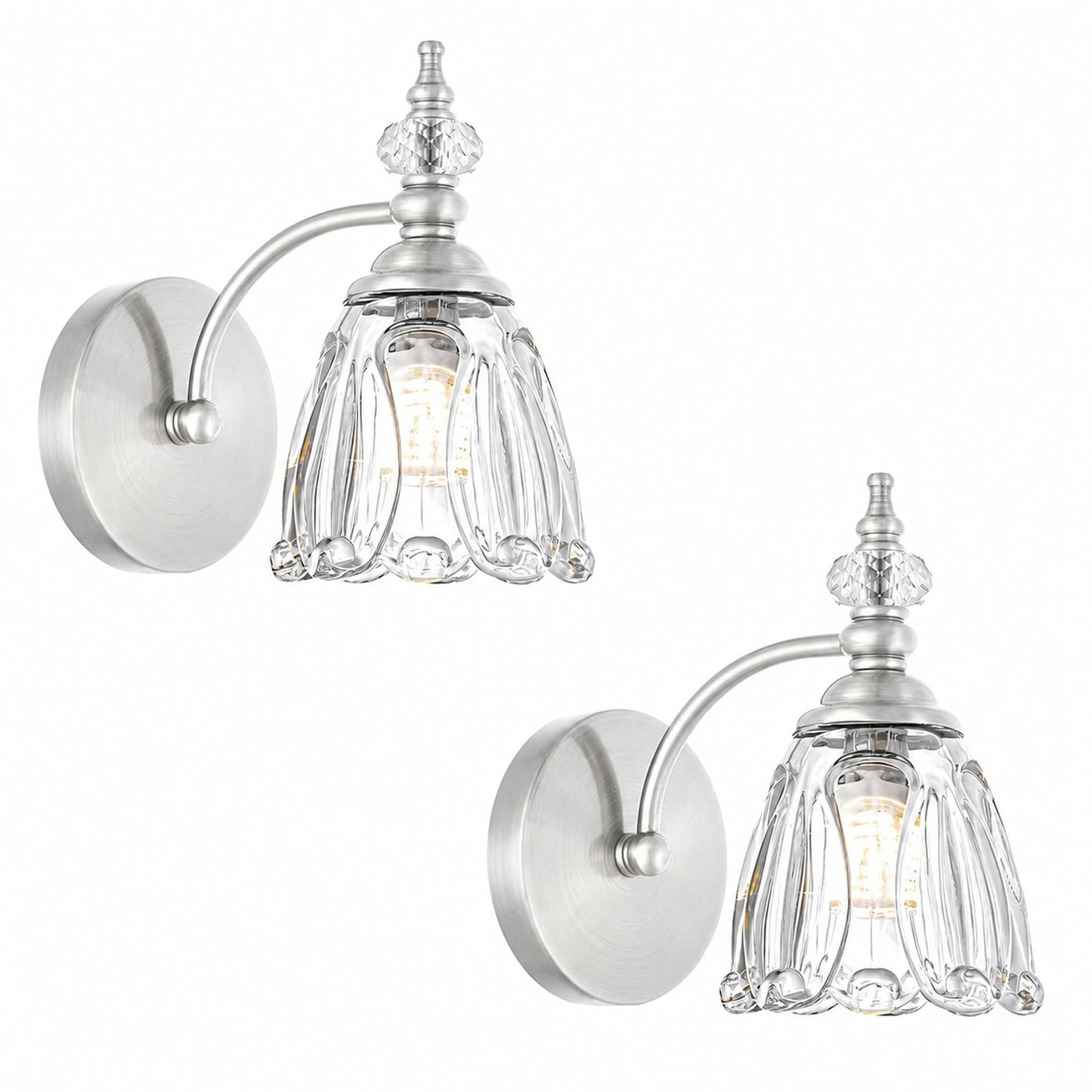 Vintage Petal Clear Glass Bathroom Vanity Light