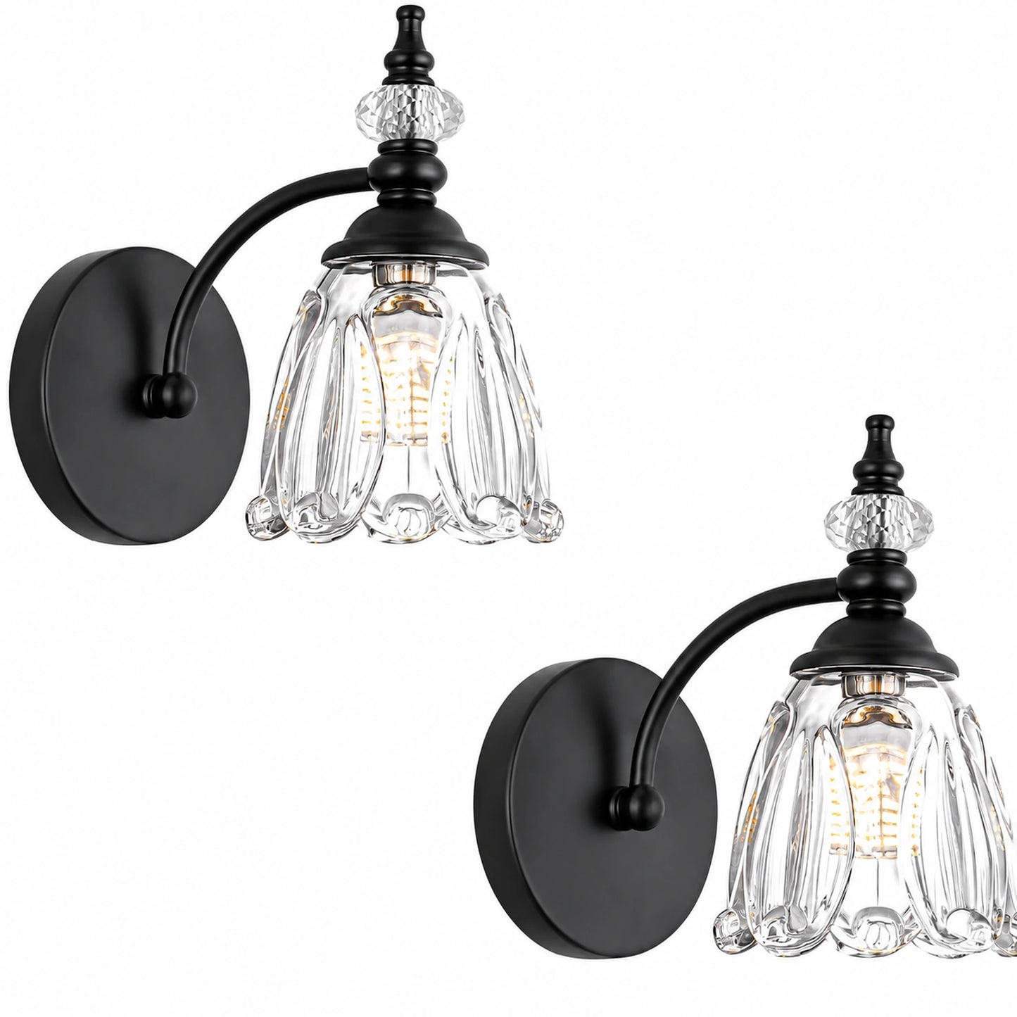 Vintage Petal Clear Glass Bathroom Vanity Light