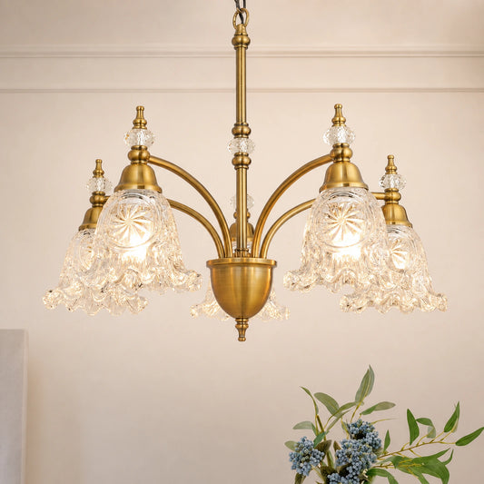5-Light Large Petal Clear Glass Chandelier
