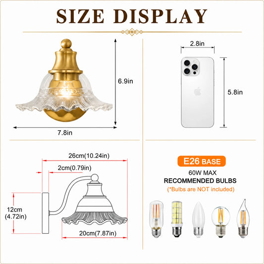 Large Petal Glass Shade Bathroom Wall Light
