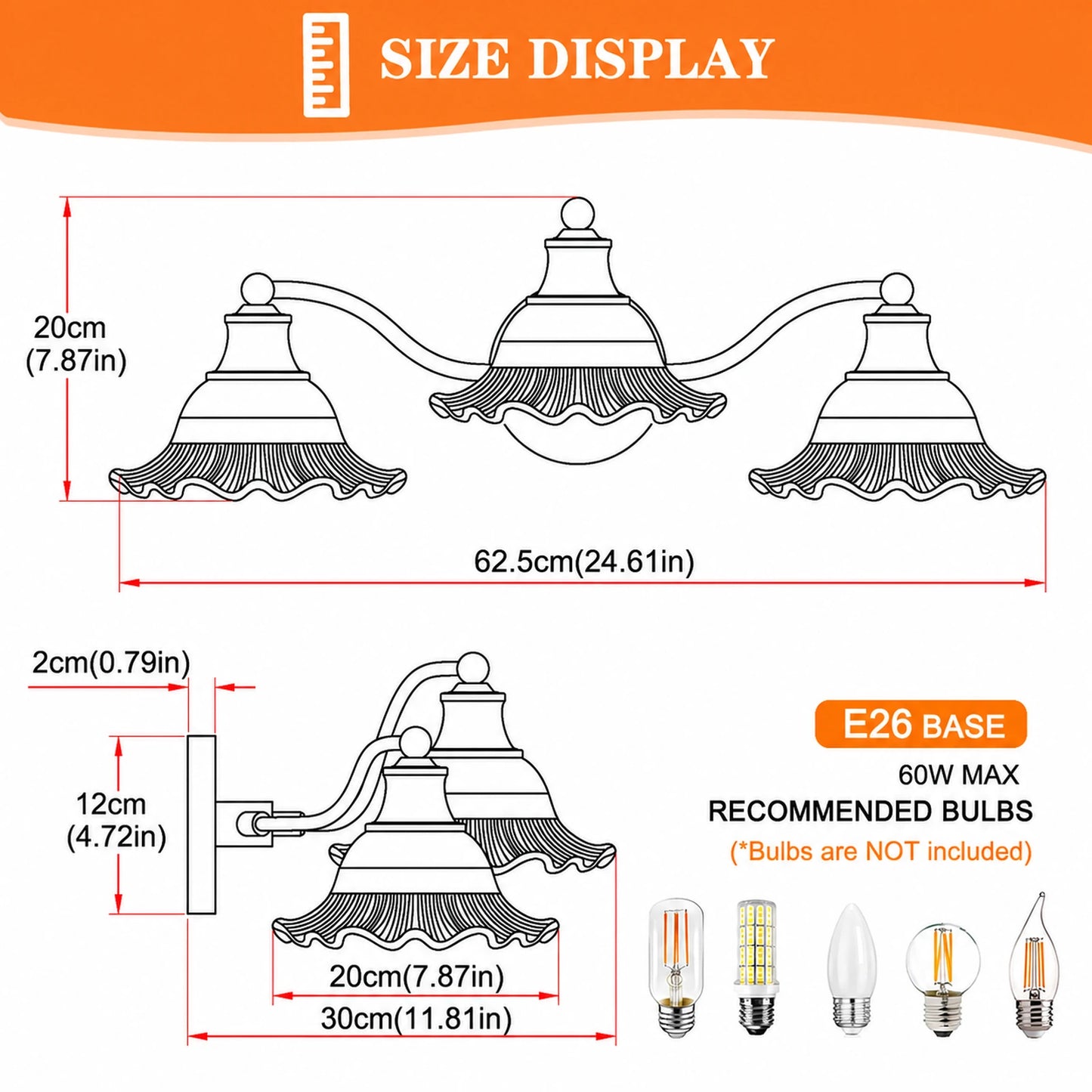Large Petal Glass Shade Bathroom Wall Light