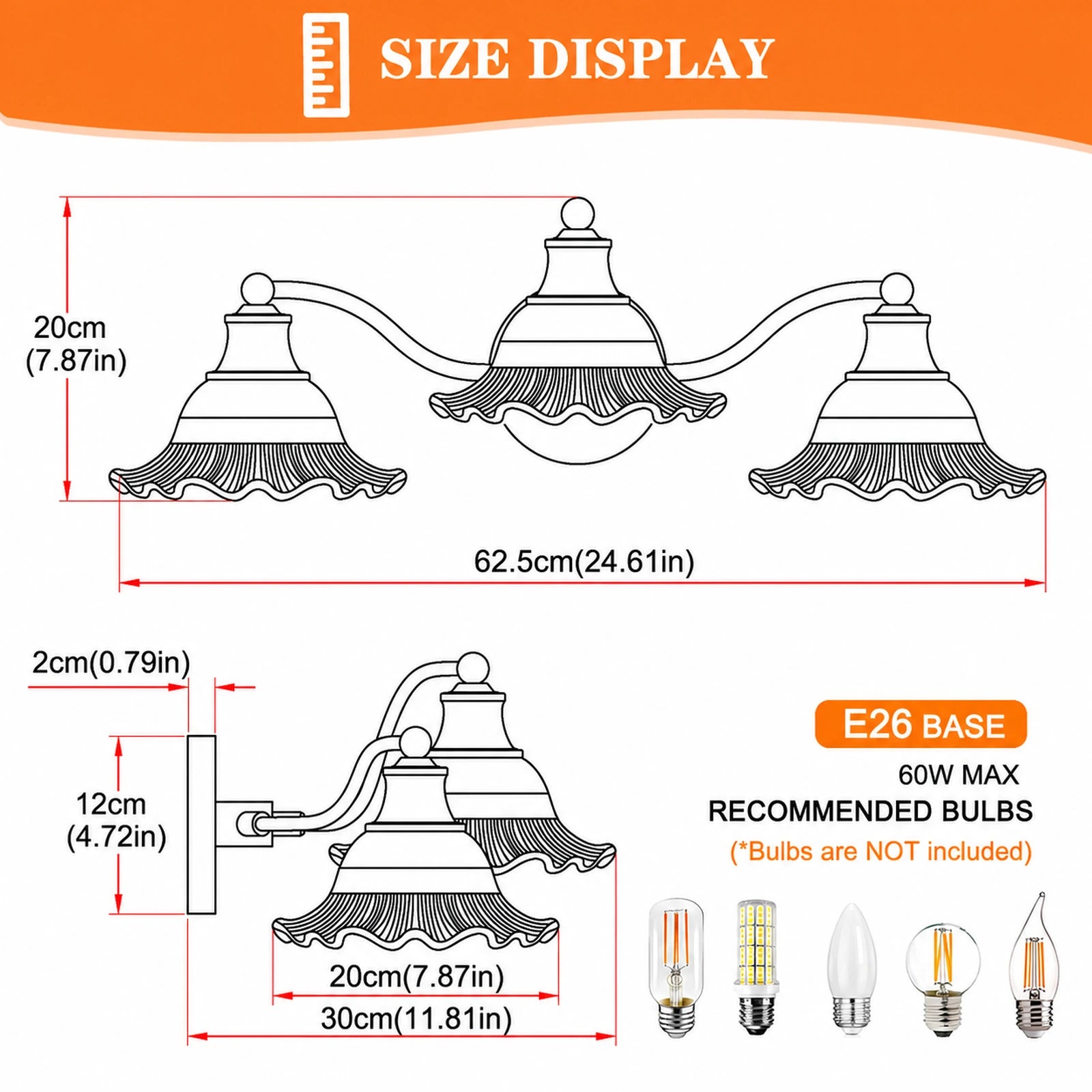 Large Petal Glass Shade Bathroom Wall Light