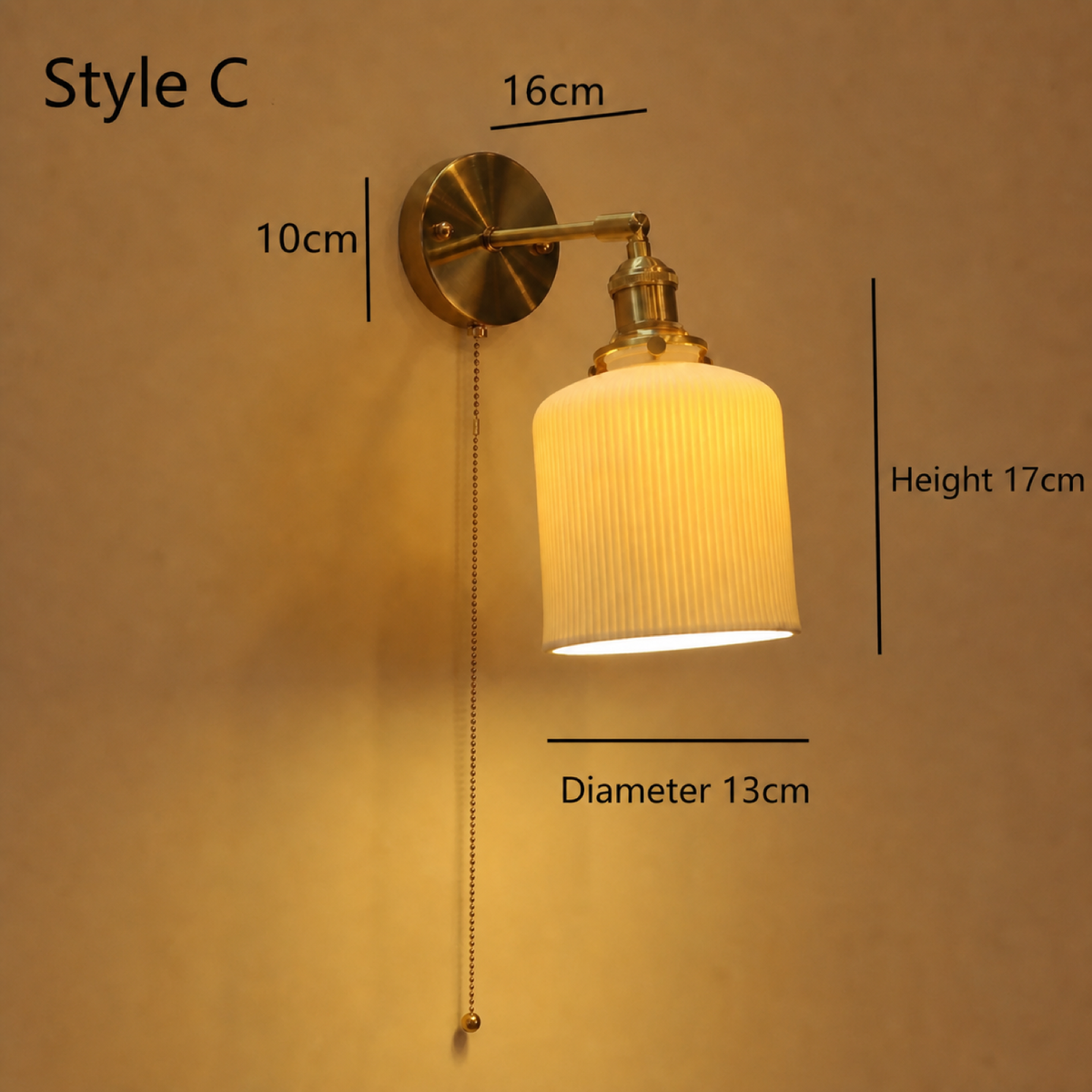 DGY-0092-DGY-0096 Ceramic Brass Copper-Finish Wall Light Series