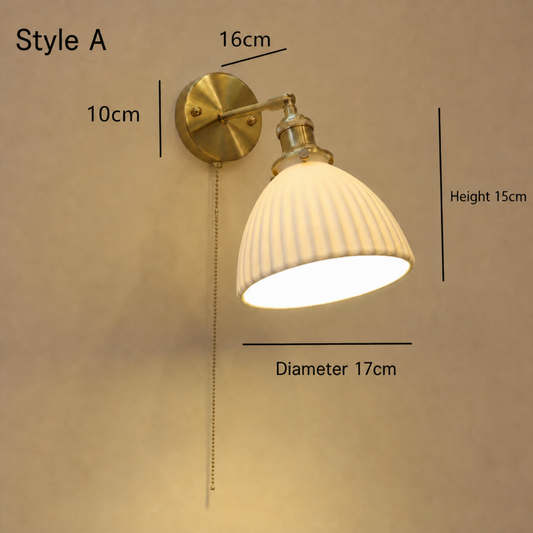 DGY-0092-DGY-0096 Ceramic Brass Copper-Finish Wall Light Series