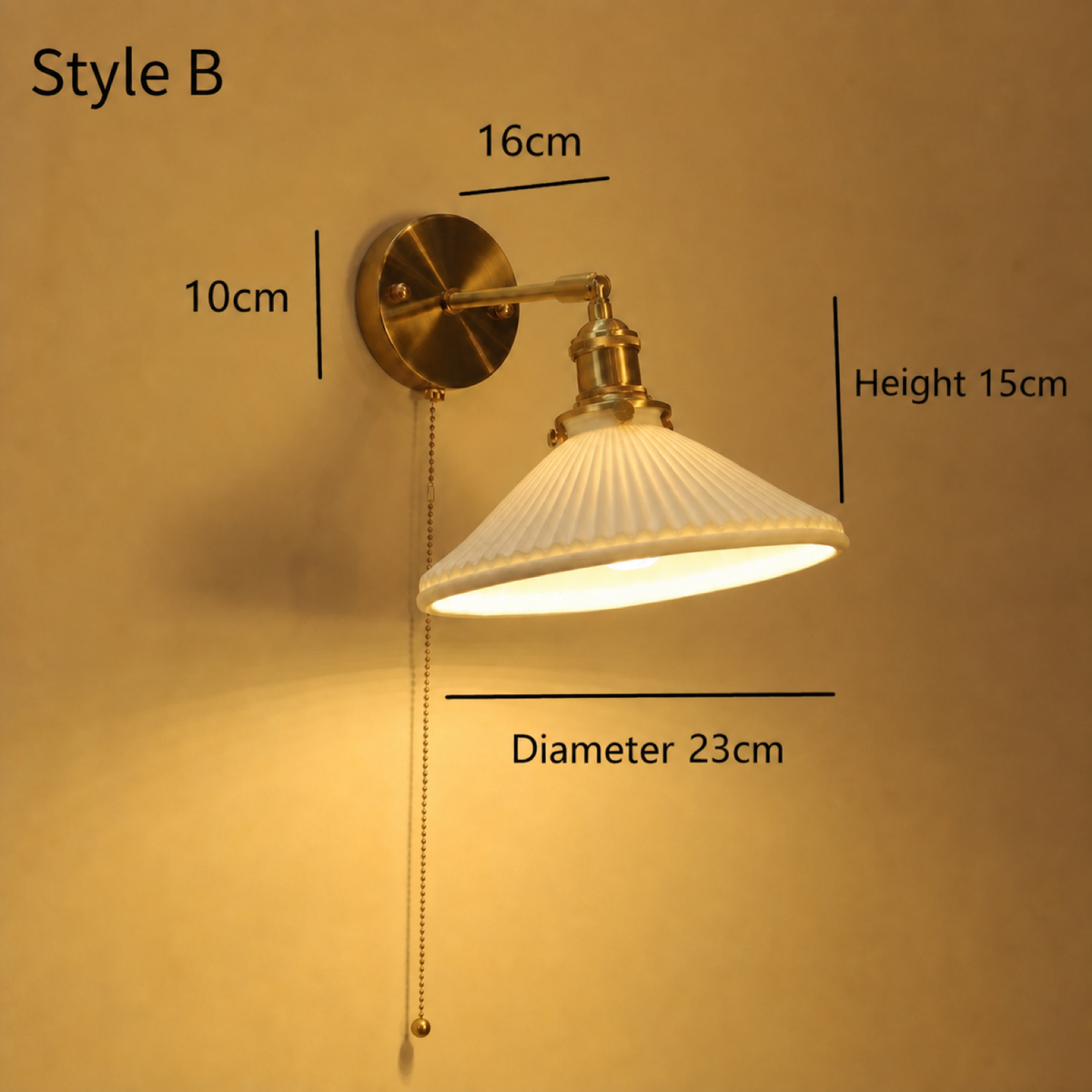 DGY-0092-DGY-0096 Ceramic Brass Copper-Finish Wall Light Series