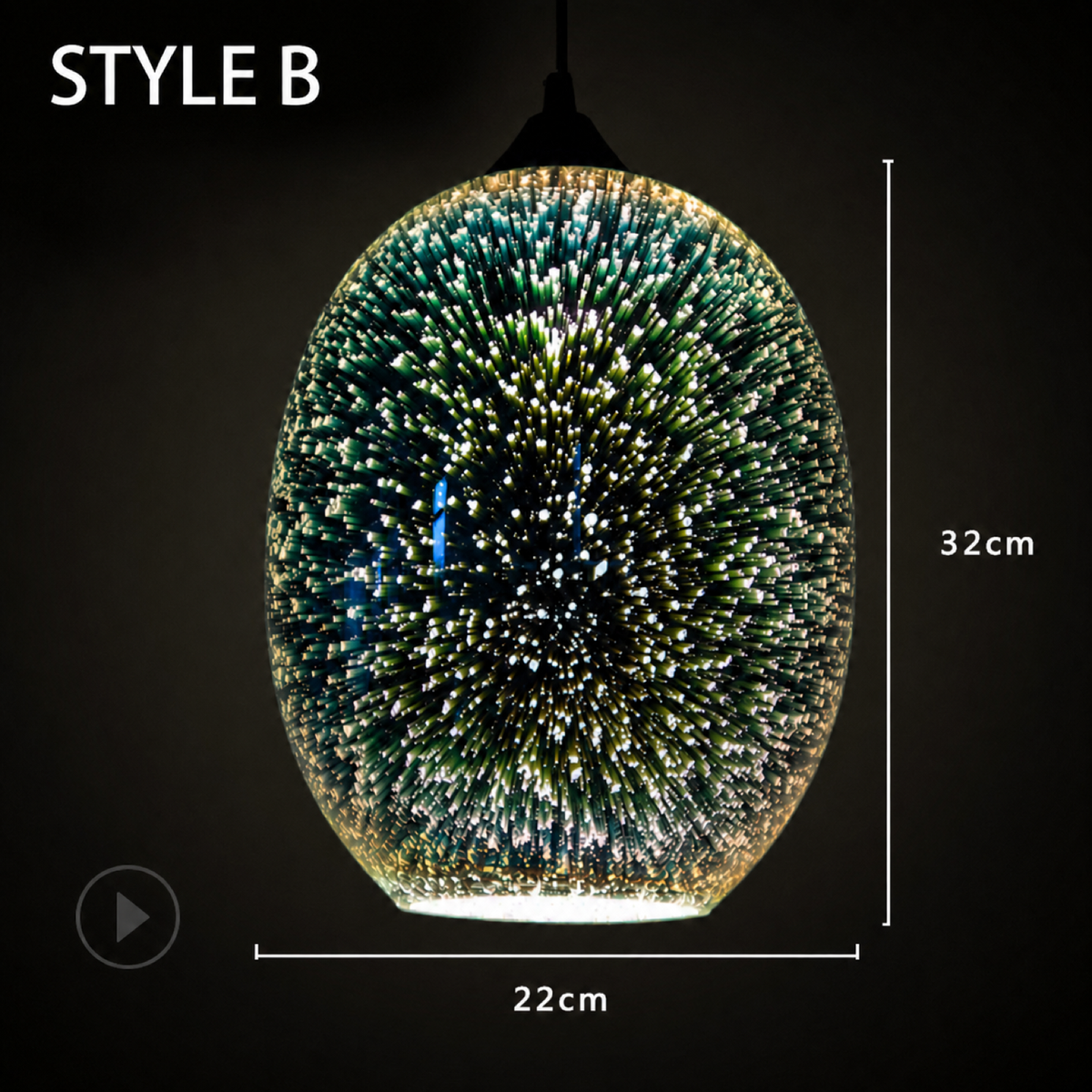 3D Firework Glass Pendant Light Styles A-D