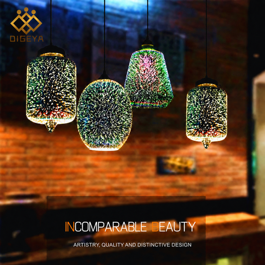 3D Firework Glass Pendant Light Styles A-D