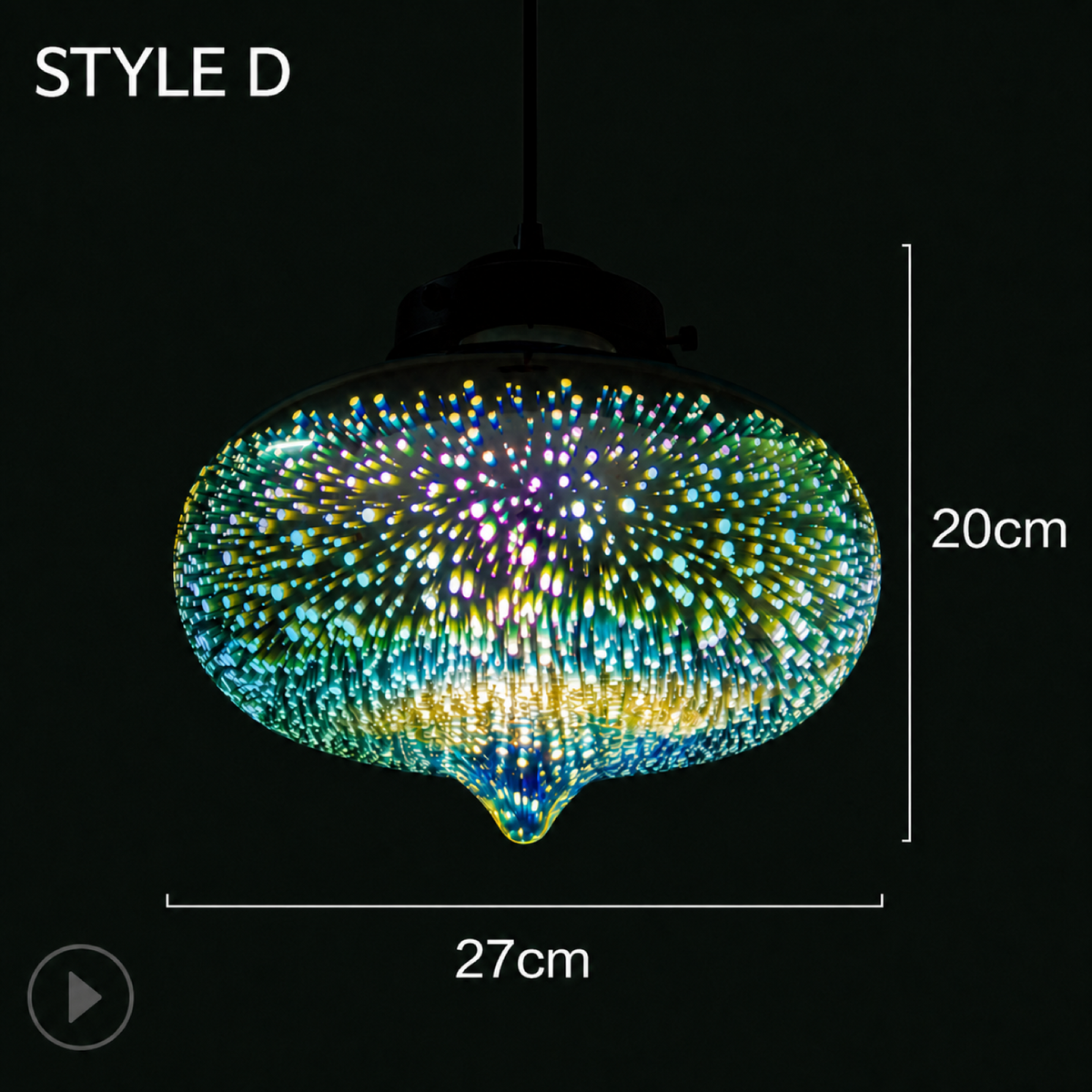 3D Firework Glass Pendant Light Styles A-D