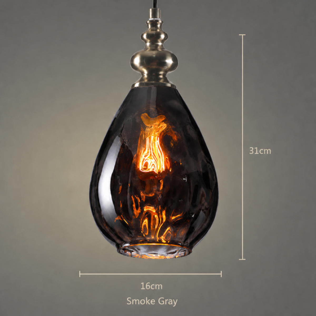 Metal Cap Teardrop Glass Pendant Light