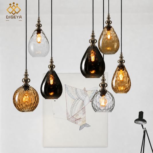 Metal Cap Teardrop Glass Pendant Light
