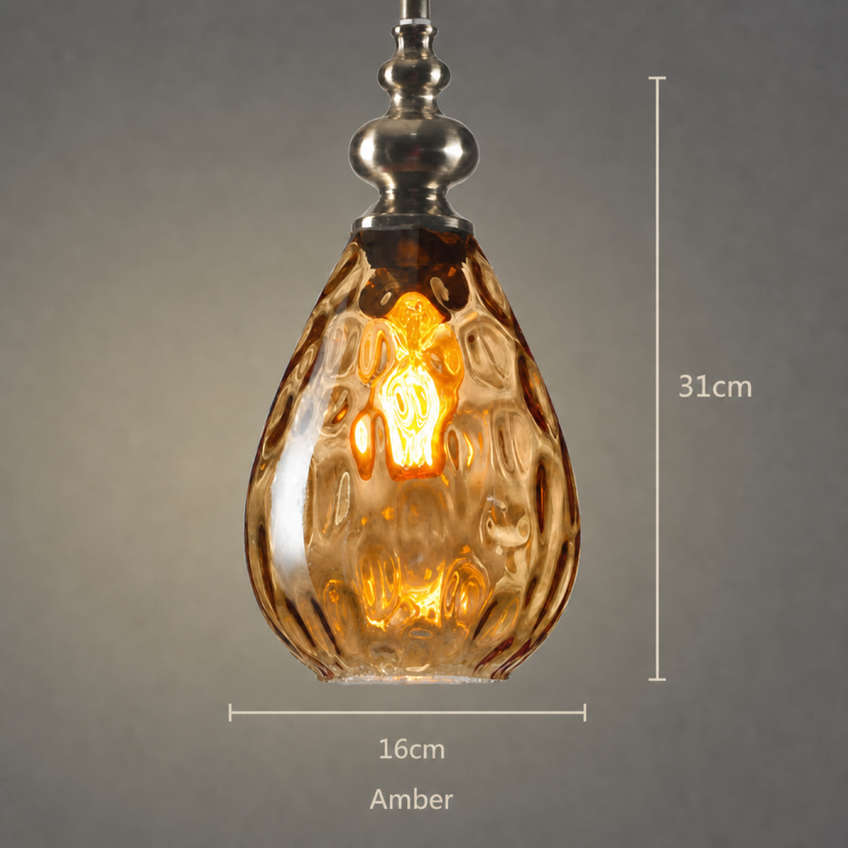 Metal Cap Teardrop Glass Pendant Light