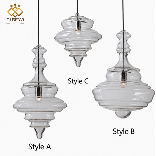 Clear Tower Glass Pendant Light Styles A/B/C