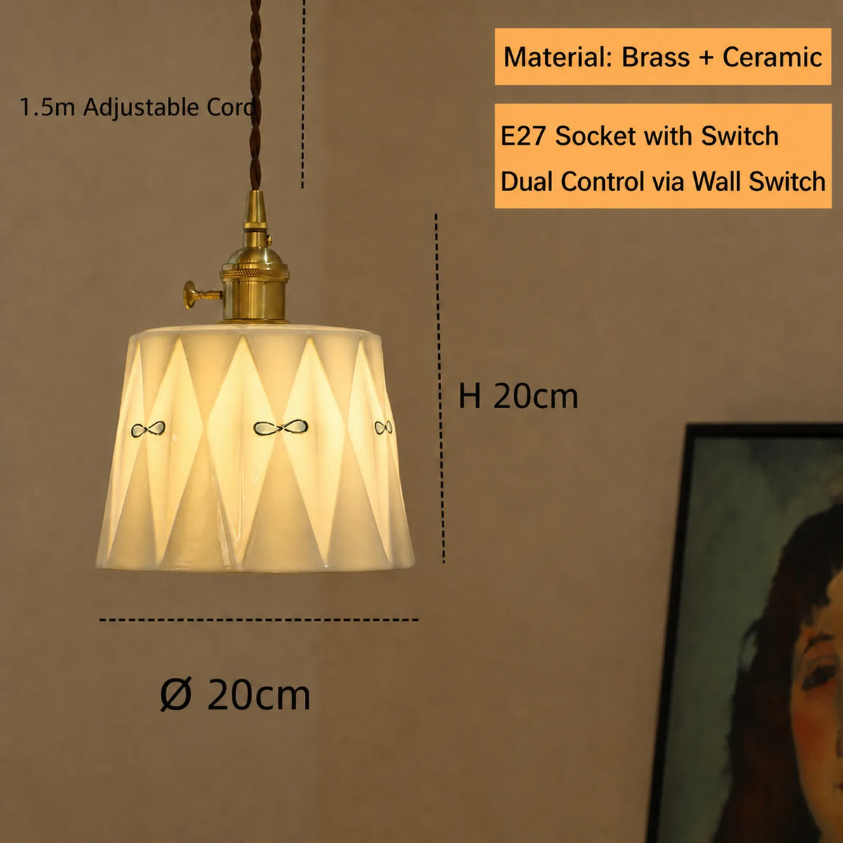 Hand-Painted Ceramic Pendant Light