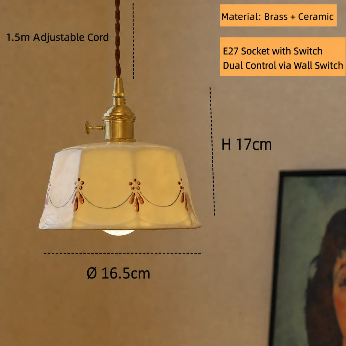 Hand-Painted Ceramic Pendant Light