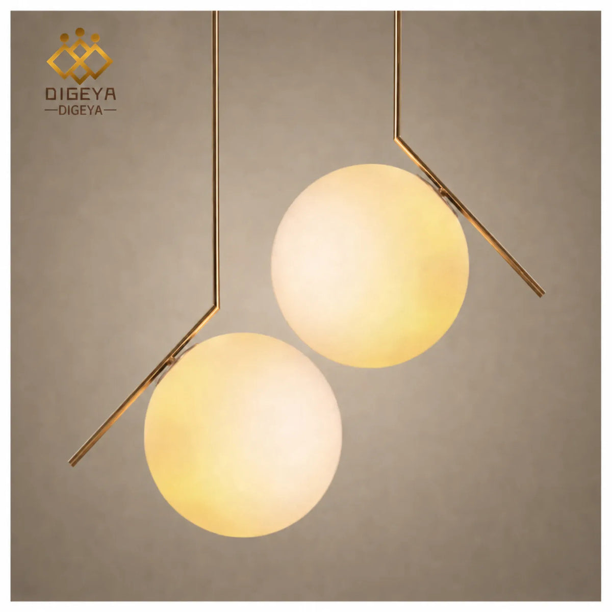 Antique Brass Milky White Glass Globe Pendant Light