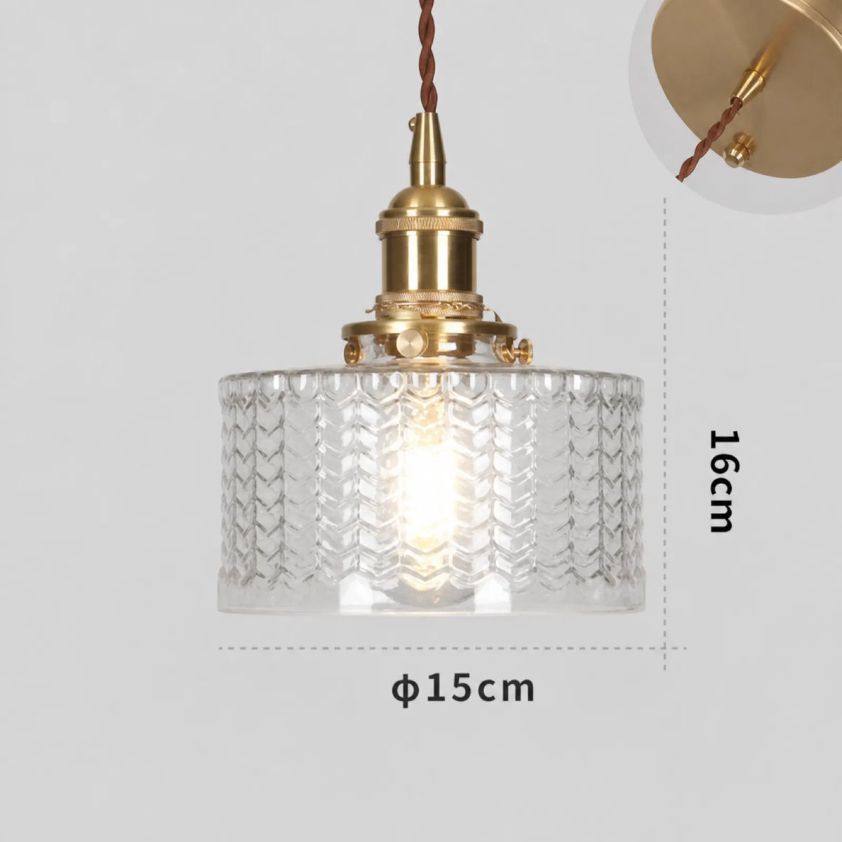 Clear Ribbed Glass Pendant Light