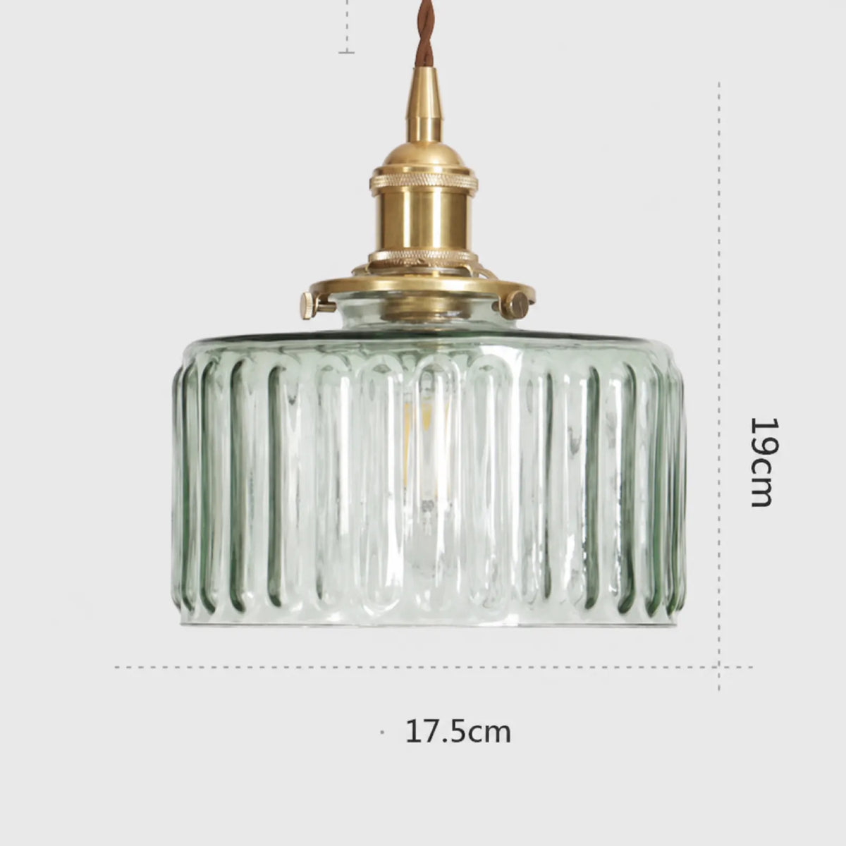 Light Green Ribbed Cylinder Glass Pendant Light
