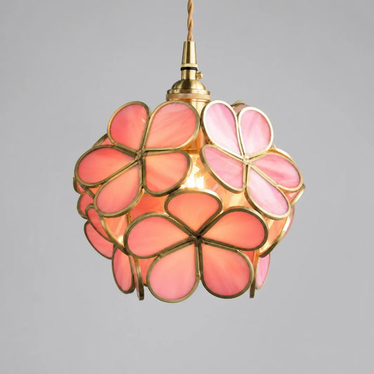 Pink Glass Petal Pendant Light