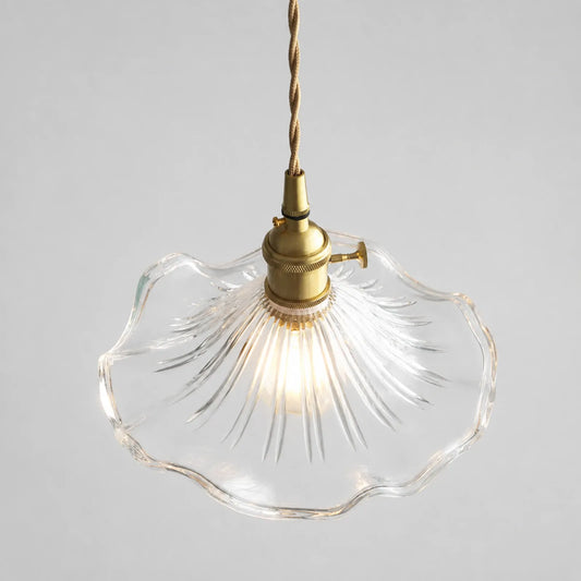 Clear Trumpet Flower Glass Pendant Light