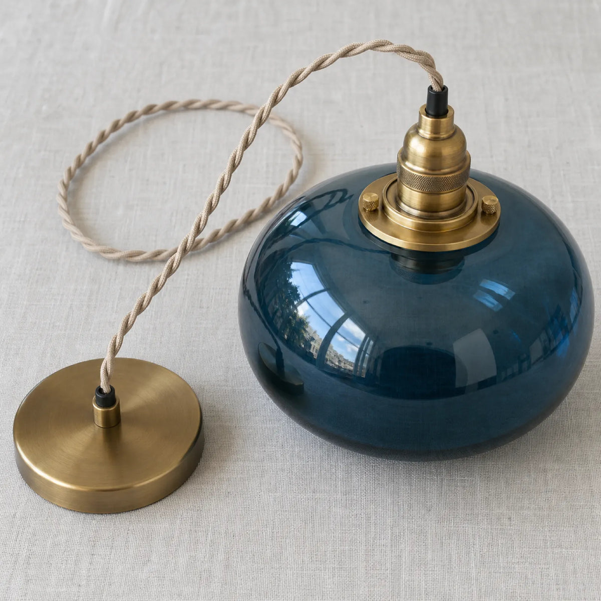 Ink Blue Mini Pumpkin Glass Pendant Light