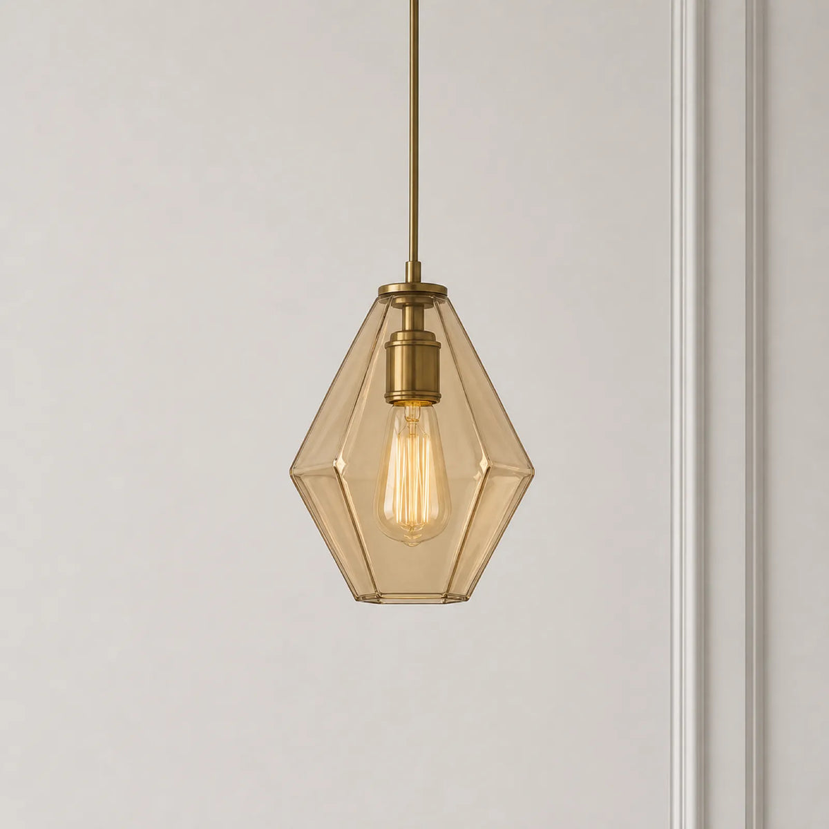 Cognac Glass Brass Pendant Light Series