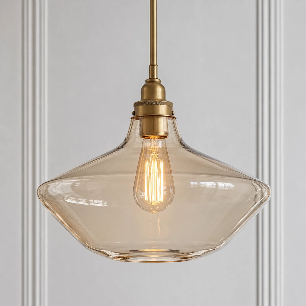 Cognac Glass Brass Pendant Light Series