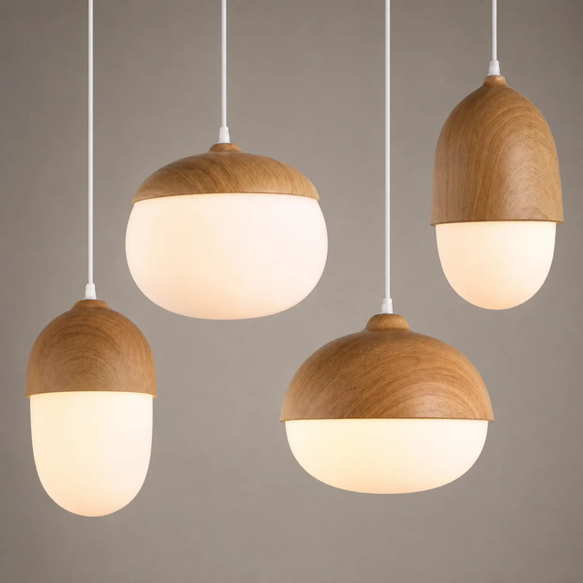 Wood-Grain Effect Glass Shade Pendant Light