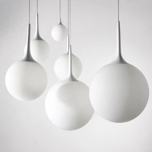 Milky White Glass and Painted Iron Pendant Light