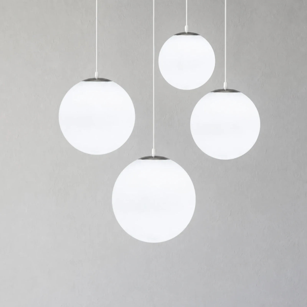 Milky White Glass and Painted Iron Pendant Light