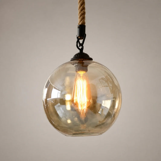 Glass and Rope Pendant Light