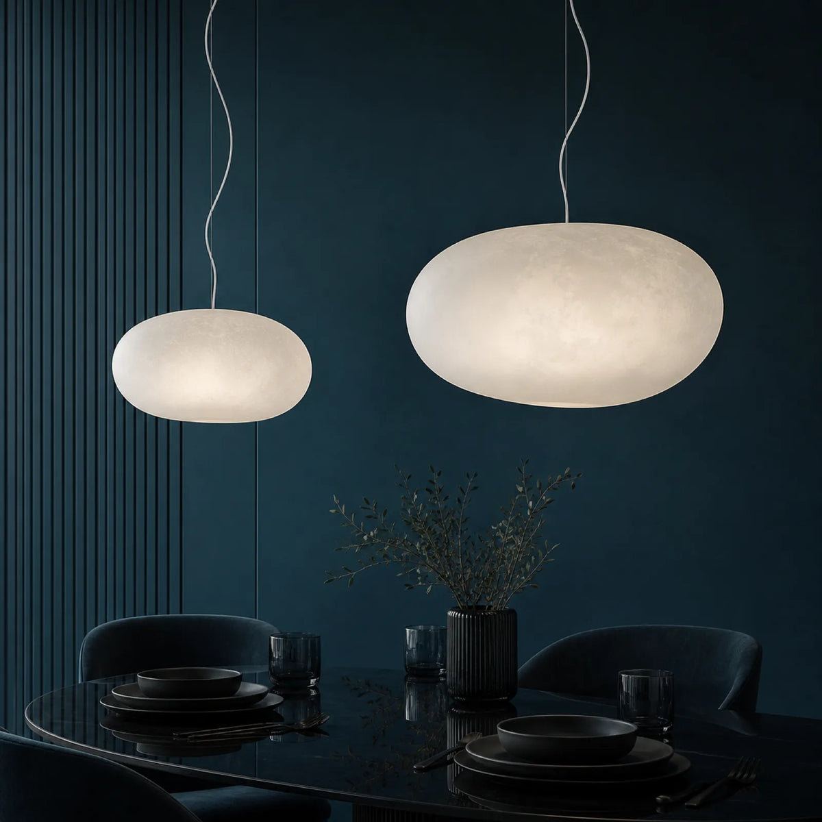Frosted Milky White Pebble Glass Pendant Light