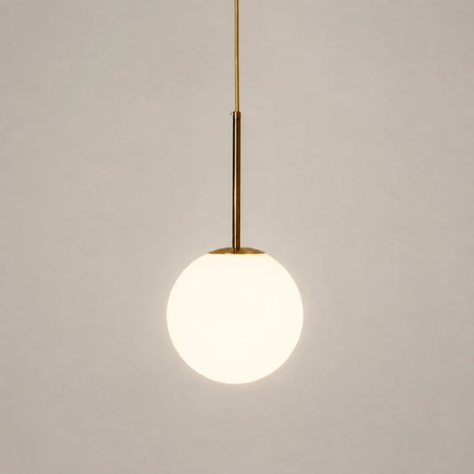 Milky White Frosted Globe Glass Pendant Light