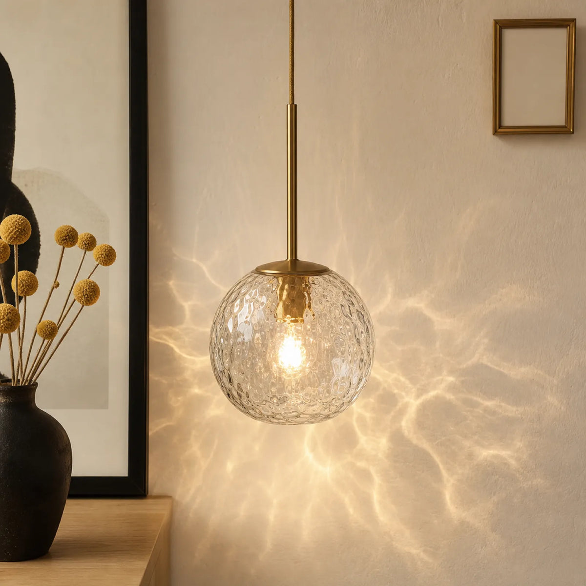 Water-Ripple Glass Globe Pendant Light