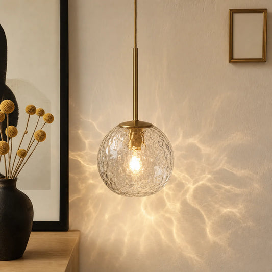 Water-Ripple Glass Globe Pendant Light