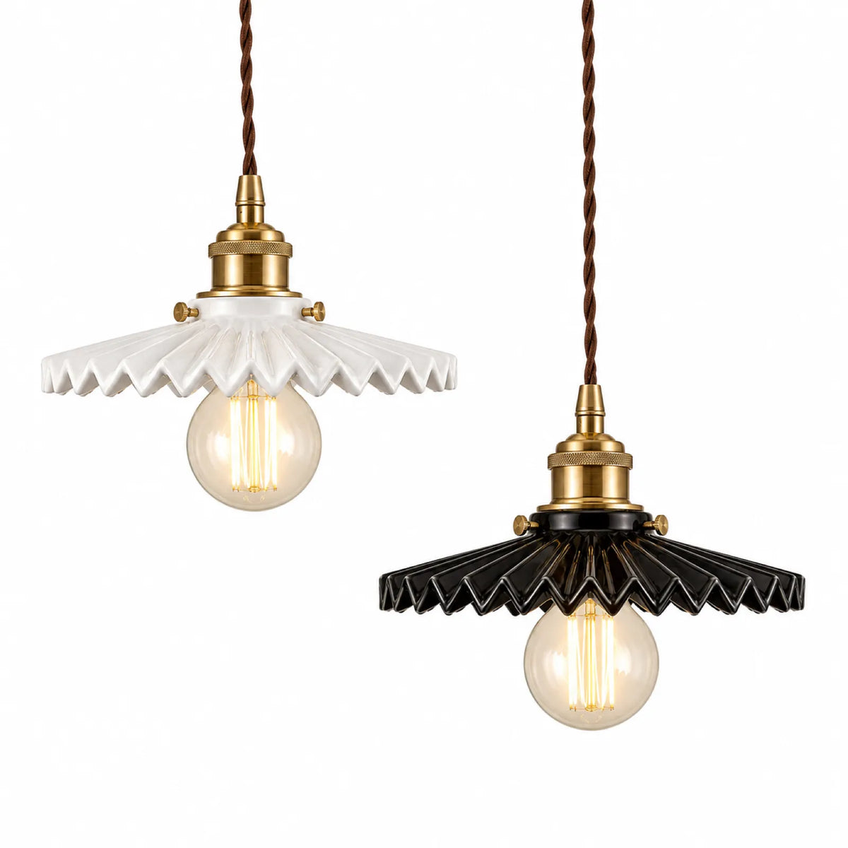 20 x 20cm Ceramic Brass Pendant Light