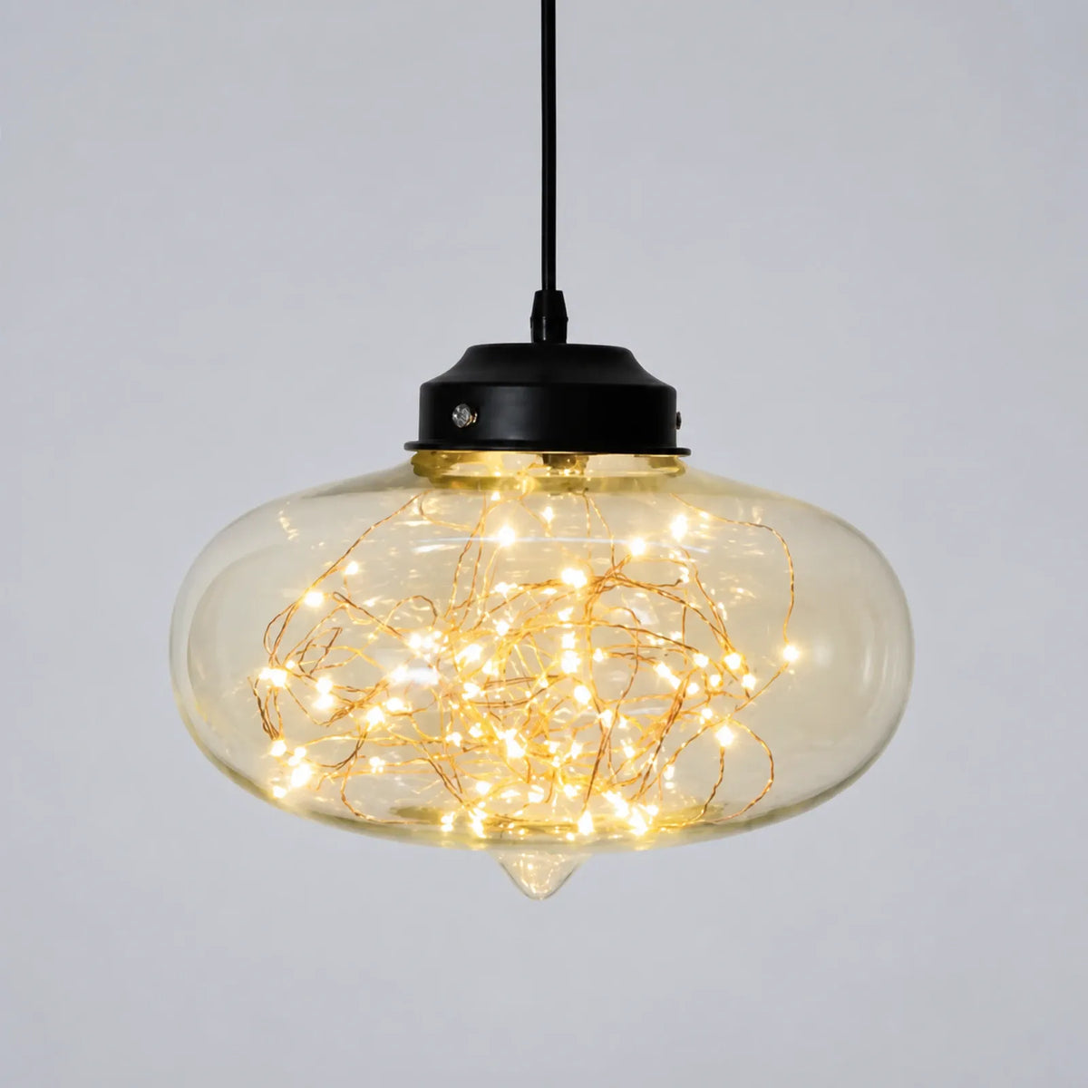 Starry Flattened Round Glass Pendant Light, Style D