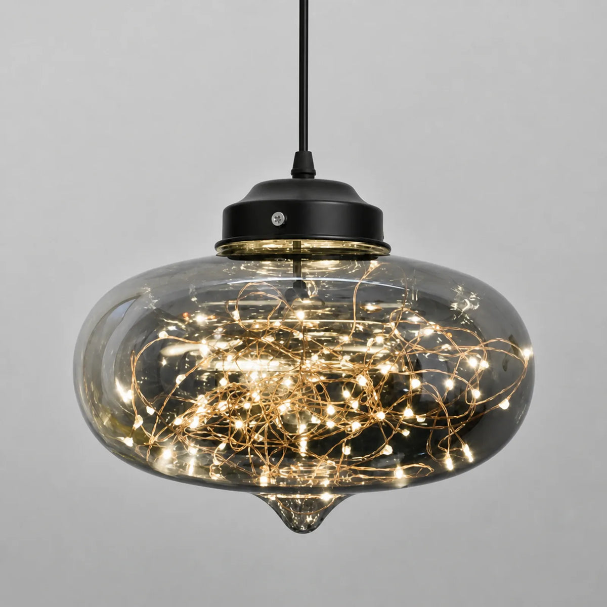 Starry Flattened Round Glass Pendant Light, Style D