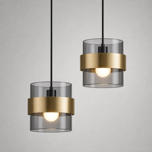 Metal Ring Glass Pendant Light 18x16cm