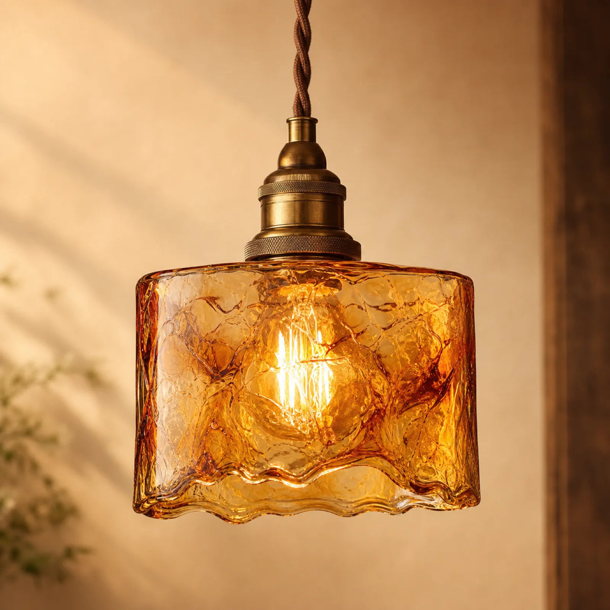 Brass Glass Pendant Light, Styles A-D
